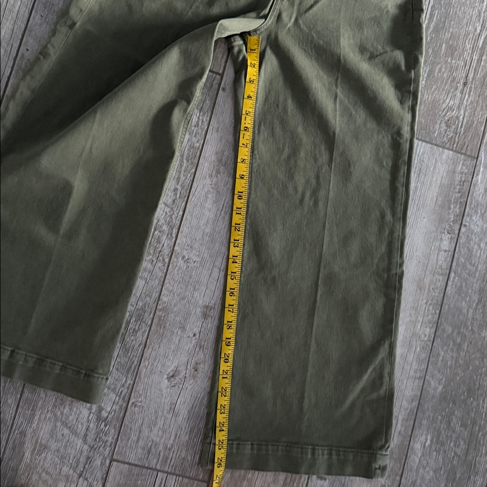 Anthropologie Paige Anessa ankle Wide Leg Olive Green Wide-Leg Pants - Picture 3 of 6